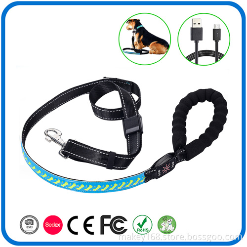 Glow In The Dark Light Up Leather Dog Leads Leash